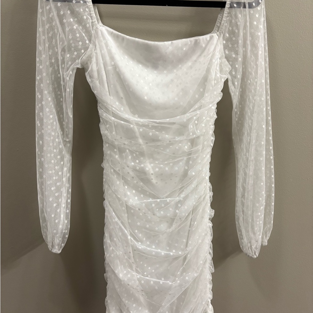 NWOT Jump Apparel White Polka Dot Dress size medium